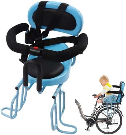 Child Bike Seat Attachment for Adult Bike with Cushion, U-Shaped Removable Guardrail, Wide Footrest, for Children 6 Months - 6 Years Old
