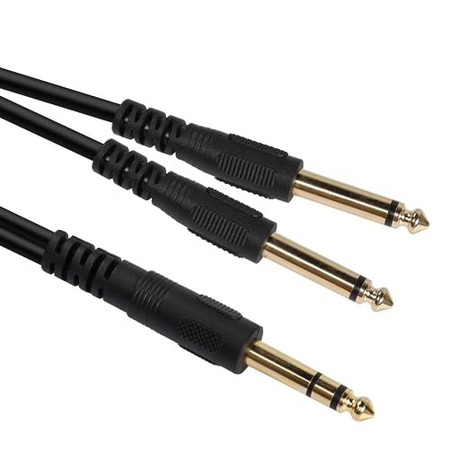 Cable divisor estéreo QIANRENON 1/4 pulg TRS a dual TS, 1.5 m miniatura 2