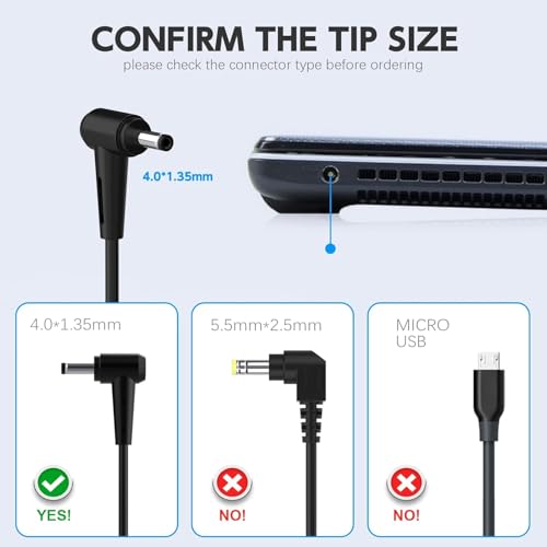 Image of WeFly 65W 19V 3.42A 4.0mm x 1.35mm Laptop Adapter Charger for Asus Zenbook UX303U UX305 UX305F UX410U Vivobook 14 S14 S15 17 Flip X540L X556U TP300L E410M E203M AD890026 Laptop Adapter