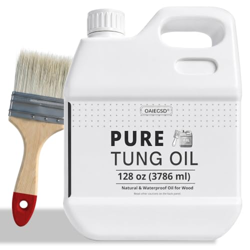 OAIEGSD 128oz 100% Pure Tung Oil with Brush, Food Safe Water...