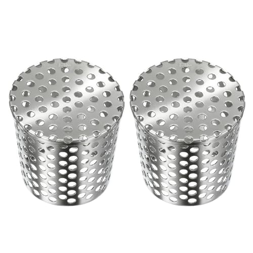 ZOWZEA Stainless Steel Downspout Gutter Guard (Fits 2.5"-2" Pipes), Perforated Basket Strainer & Roof Drain Filter - Heavy Duty Metal Anti-Clog Cover for Debris, Pine Needles & Rodents 2 Pack by ZOWZEA - Used condition - US$6.37