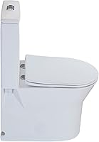Vista 5 de WinZo Inodoro pequeño de una pieza con 10 "áspero-en-en compacto moderno doble descarga para baño pequeño y corto baño polvo blanco