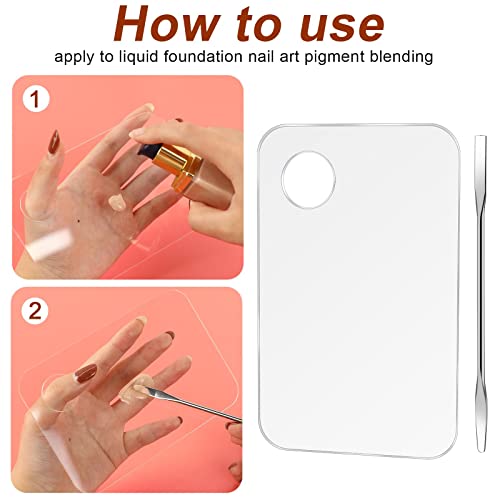 Acrylic Cosmetic Makeup Mixing Palette,2 Pcs Makeup Mixing Tray With 2Pcs Makeup Spatula Tool, Makeup Mixing Palette For Foundation Nail Art Eye Shadow Pigment Blending #TOP3