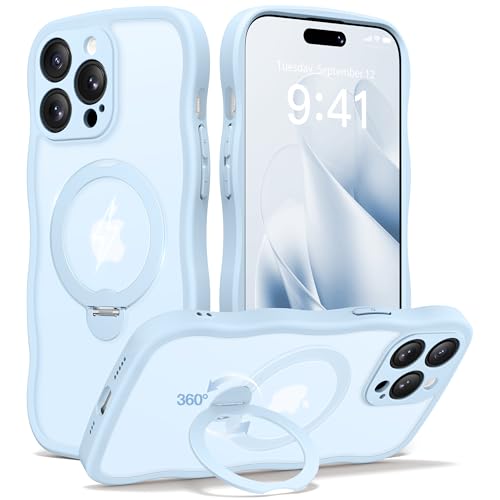 CAPRARO for iPhone 14 Pro Case with Magnetic Stand, Light Blue