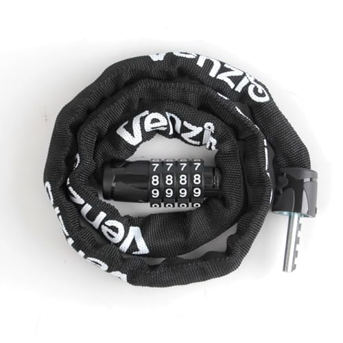 Venzio 4-Digit Combination Bike Chain Lock, Keyless 4mm x 900mm (3FT) Anti-Theft Security Lock for...