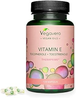 Natural Vitamin E Oil Vegavero® | with TheraPrimE® (Tocotrienols & Tocopherols) | 100% NRV per Capsule | NO Additives | Vegan | 120 Capsules (GreenCaps®)