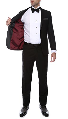Ferrecci 2 Piece Suits for Men Slim Fit Solid Wedding Prom Tuxedo Suit with Two Buttons Notch Lapel Blazer and Pants2