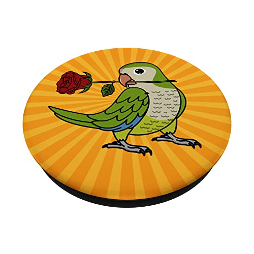 Best Parrot Mom I Green Monk Parakeet Quaker PopSockets Swappable PopGrip, Black - Image 2