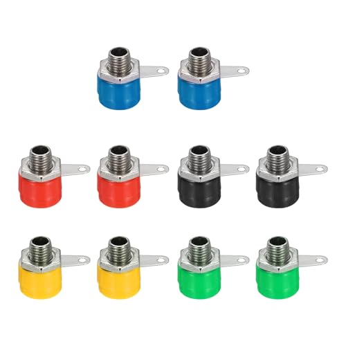 Image of sourcing map 10 Pcs 4mm Banana Plugs Socket Connectors Female, Terminal Wire Connectors for 4mm Banana Plugs Connectors, 24A 15 x 4mm, for Audio/Video Receiver Amplifiers, Multicolor