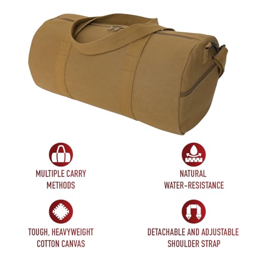 Rothco Heavy-Duty Canvas Shoulder Duffle Bag - Rugged Travel Gym Gear Equipment Bag, Coyote Brown, 19 Inches by Rothco - Image 8