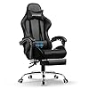 GTRACING Gaming Chair, Computer Chair with Footrest and Lumbar Support, Height Adjustable Gaming Chair with 360°-Swivel Seat and Headrest (Bright Black)