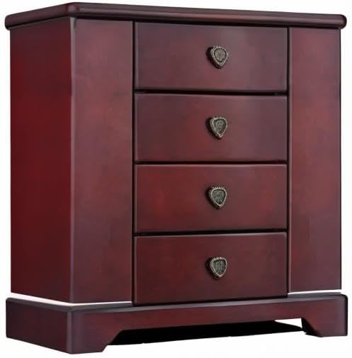 RR ROUND RICH DESIGN Jewelry Box - Made of Solid Wood with Cabinet Type 4 Drawers Organizer and 2 Doors on Sides - Dark Brown - Image 8