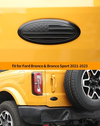 Image of Hoolcar Overlay Tailgate Emblem Rear Door Emblem Badge Cover Trim Exterior Accessories Compatible with Ford Bronco, Bronco Sport 2021-2023, Black, American Flag