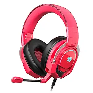 ZIUMIER Z88 Gaming Headset with Microphone, Wired Gaming Headphones Compatible for PC, PS4, PS5, Xbox One, Xbox Series X & S, Switch, 3.5 mm Audio Jack, Noise Cancelling Mic & RGB Light (Red)