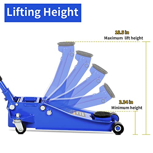 Bilt Hard Hydraulic Trolley Floor Jack And Jack Stand Combo Set, Heavy Duty Low Profile Floor Jack Of 3 Ton (6000 Lb Capacity) With 2 Jack Stands Of 3 Ton (6000 Lb Capacity) #TOP3