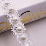 2 Yards Pearl Beads Rhinestone Lace Ribbon Beaded Lace Edge Trim Wedding Dress Clothing Sewing Craft