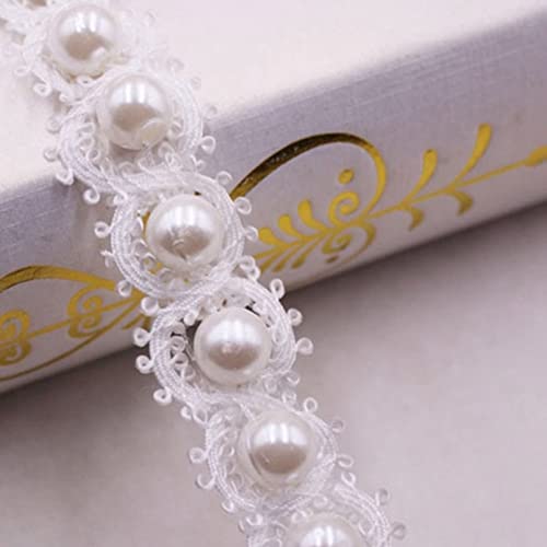 2 Yards Pearl Beads Rhinestone Lace Ribbon Beaded Lace Edge Trim Wedding Dress Clothing Sewing Craft Accessories #TOP8