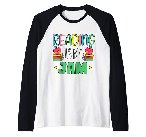 Reading Is My Jam Funny Back To School Bookworm Book Reader Raglan Baseball Tee