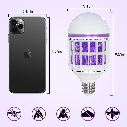 2 Pack Bug Zapper Light Bulbs, 2 In 1 Mosquito Light Bulb, Flying Insect Trap Uv Led Lamp For Patio And Indoor #TOP3