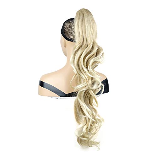 onemily Long Wavy Curly Styled Clip In Claw Ponytail Hair Extension Synthetic Hairpiece Women Cosplay Wigs Blonde