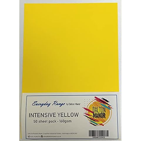 A4 Card 50 Sheet Pack Colour - Intensive Yellow 160gm Cover