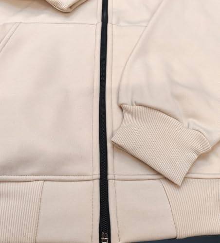Romba Unisex Full Zip Hoodie Cotton Polyester Hooded Sweatshirt with Pockets Plain Sweatshirt for Men and Women (Beige, XXXXL)