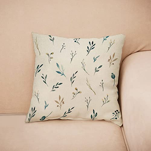 Fbcoo Winter Wonderland Watercolor Reindeer Throw Pillow Cover Set Of 4, 18X18 Blue Snowflake Elk Welcome Ink Home Farmhouse Decoration Leaves Pillowcase Cushion Case Decor For Sofa Couch Cotton Linen #TOP6