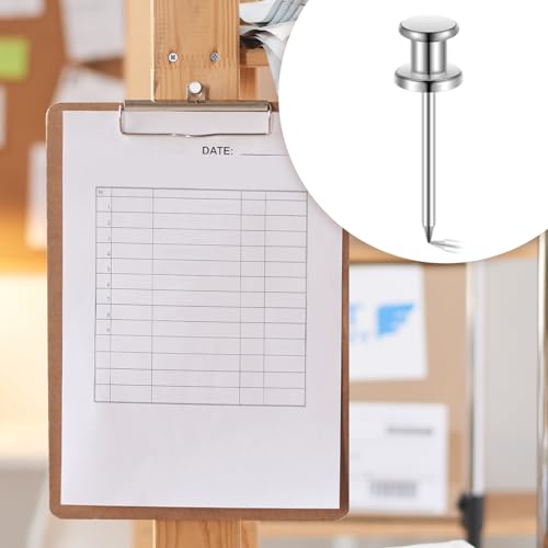 Image of Watersay 50 Pcs Double Headed Picture Hanging Nails Long Push Pins for Wall Thumb Tacks Wall Hooks Decorative Picture Hanging Nails for Home Office Photo(Silver,Gongzi)