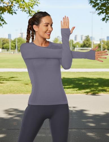Image of MathCat Workout Shirts for Women Long Sleeve, Workout Tops for Women, Quick Dry Gym Athletic Tops,Seamless Yoga Shirts XS-XL