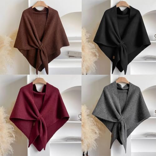 Triangle Shawl Scarf, Pashmina Wool Knit Wraps Triangle Scarf, Winter Fall Evening Casual Outerwear for Winter2