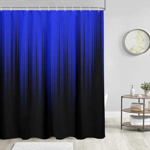 Image of AAtter Blue Shower Curtain Standard Black Funny Abstract Dark Royal Horror Cool Anime Men Boys Ombre Art Aesthetic Goth Gothic Gradient Home Bathroom Decor Bathtub Set with 12 Hooks,72x72 Inch,Modern