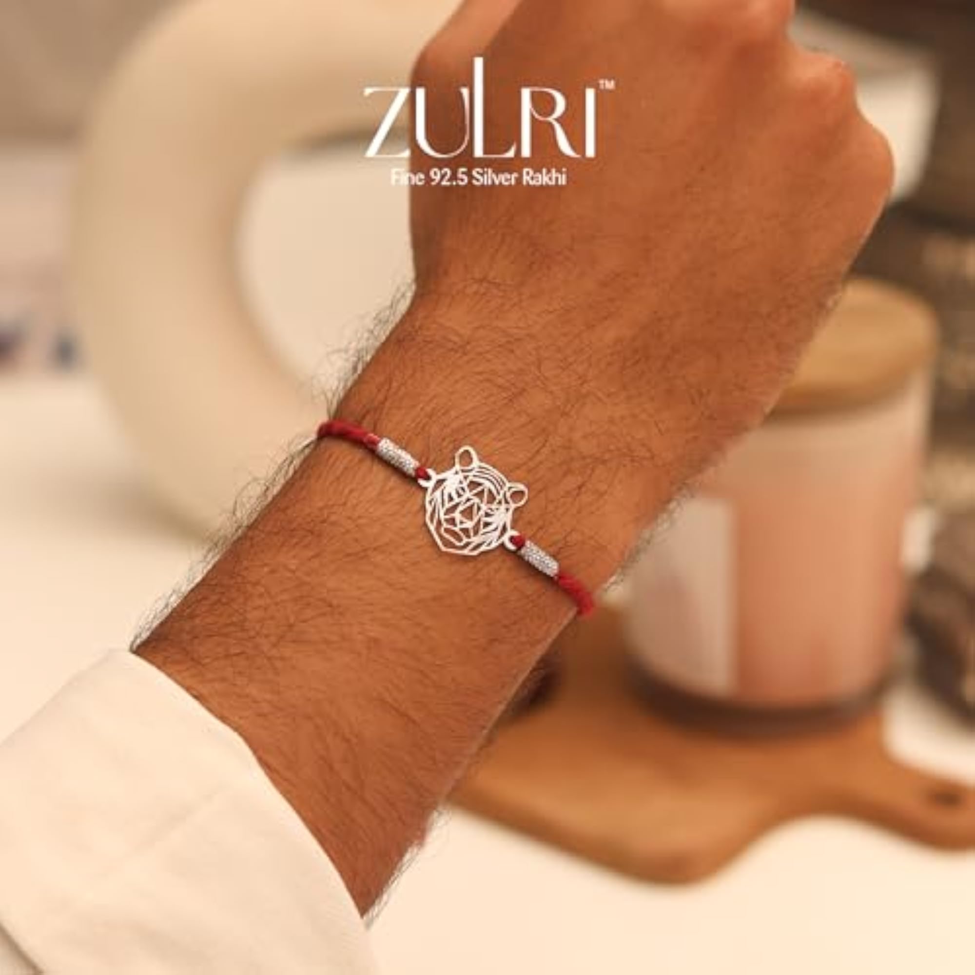 925 Sterling Silver Tiger Rakhi for Brother, Authentic Gift