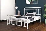 DHP Winston Metal Bed Frame, Multifunctional Piece with Adjustable Heights for Under Bed Storage, White - Queen