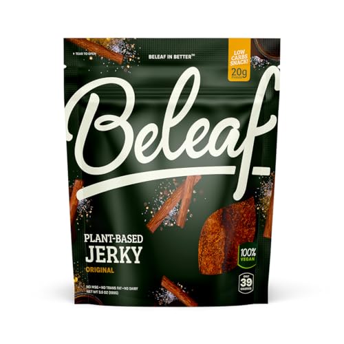 Beleaf Original Plant-Based Jerky: High-Protein Snack – Healthy and Flavorful Vegan Jerky for...