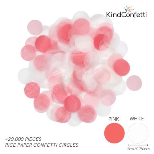 Image of White Rice Paper Wedding Confetti for Flower Girl Basket, Confetti Cannon Filler (Pastel Pink (White, Pink))