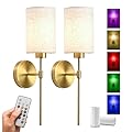 BAKZARY Battery Operated Wall Sconce Set of 2,Rechargeable Wall sconces with 2 * 5200mAh Magnetic Battery Bulbs, 18 RGB Colors,Dimmable Wireless Sconces for Bedroom Living Room Hallway