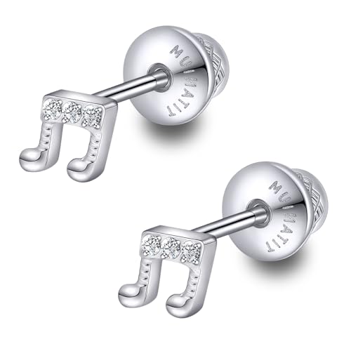 Limerencia Titanium Music Note Earrings for Women Implant Grade Treble Clef Stud Earrings Hypoallergenic Musical Instrument Jewelry for Music Lovers Musician Students