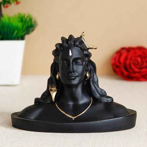 Image of Black Resin Adiyogi Shiva Statue for Car Dashboard| Adiyogi Statue for Home Decor Pooja Room Office| Mahadev Murti Lord Shiva Idol Gift for Diwali Maha Shivratri Birthday (Yogi-01)