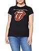 The Rolling Stones Women's Plastered Tongue Short Sleeve T-Shirt, Black, Size 8 (Manufacturer Size:Small) #1