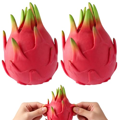 Huwndko 2PCS Dragon Fruit Squeeze, Premium Material for Fidgeting, Themed Squeeze Dragon Fruit for Everyone, Perfect for Home, Office Use