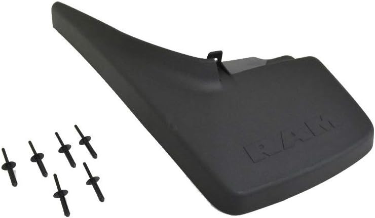 Mopar 82214136 Molded Splash Guards Molded Splash Guards are Black and feature the Ram logo. These splash guards are designed to fit the rear wheel wells of Ram Trucks equipped with Fender Flares