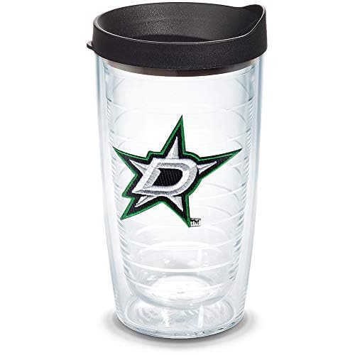Tervis 1123719 "NHL Dallas Stars" Tumbler with Black Lid, Emblem, 16 oz, Clear