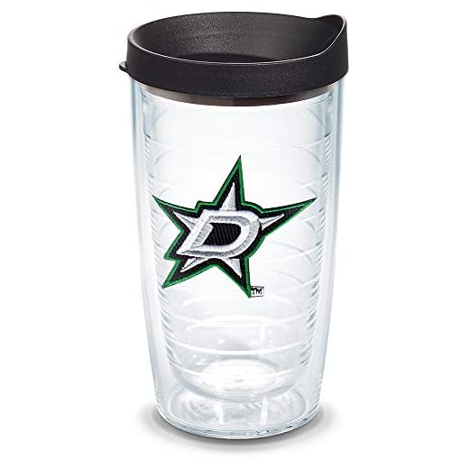 Tervis 1123719 "NHL Dallas Stars" Tumbler with Black Lid, Emblem, 16 oz, Clear