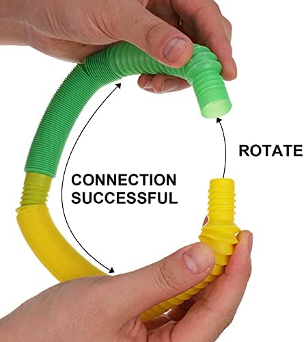 FRIUSATE 12 Pcs Sensory Stretch Tubes, Colorful Fidget Toys Mini Sensory Tube Pop Tubes Childrens Educational Toys Elastic Fun Stress-Relieving Toys