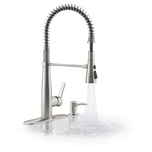 KOHLER K-R22745-SD-VS Semi-Professional Kitchen Sink Faucets with Soap Dispenser, Commercial Kitchen Faucets with Pull Down Sprayer, Vibrant Stainless by Kohler - Used condition - US$206.11