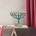 Backbayia Cupped Menorah Metal Candelabra Hanukkah Enamel Candlestick for Tabernacle Shabbat Christmas Church (Green)