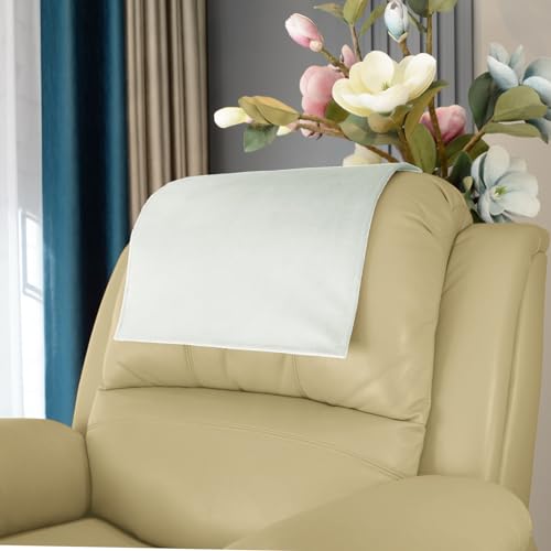 AmazeCov Soft Velvet Non Slip Recliner Headrest Protector, Headrest Cover for Recline Chair,Lazy Boy Headrest Cover, Head Protector for Sofa,Theater Seat, Home & Office Chair 17x27, Ivory