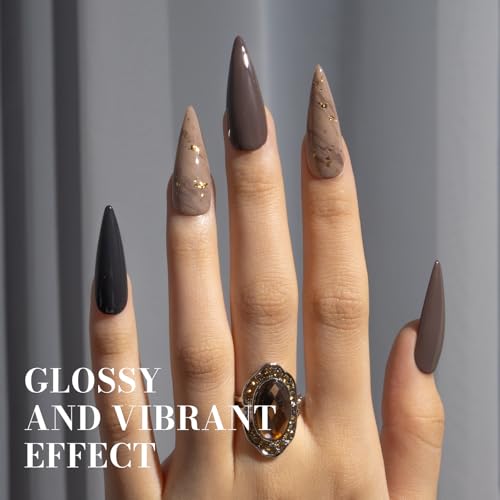 Image of MelodySusie Dark Brown Gel Nail Polish, 0.5 fl oz Soak Off UV LED Gray Brown Gel Polish Gift for Women Nail Art Manicure Salon DIY Nail Design Decoration at Home-1647-A2206