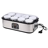 Naroote Probiotischer Joghurtbereiter, Elektrischer Joghurtbereiter mit 8 Glasbechern und Einstellbarer Temperaturregelung (68 Bis 131 °f), Küchengerät für Smoothies und Marmelade (EU-Stecker 220 V)