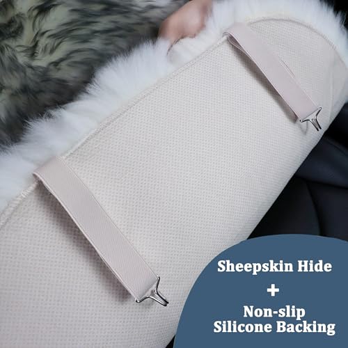 Image of 2 Pack Pink Fluffy Sheepskin Car Seat Covers for Soft Auto Fur Pet Cushion